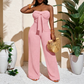 👗 50 % RABATT UNDER BEGRÄNSAD TID! 💥 Strapless jumpsuit för dam med hög midja och vida ben – bustier-överdel, rosettdetalj, strukturerad ✨