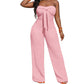 👗 50 % RABATT UNDER BEGRÄNSAD TID! 💥 Strapless jumpsuit för dam med hög midja och vida ben – bustier-överdel, rosettdetalj, strukturerad ✨