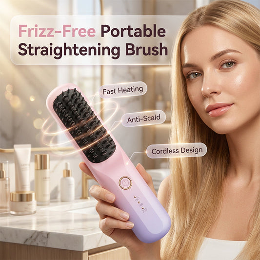 🔥🎁Nyhet 50 % RABATT🔥Bärbar, sladdlös hårrätningsborste
