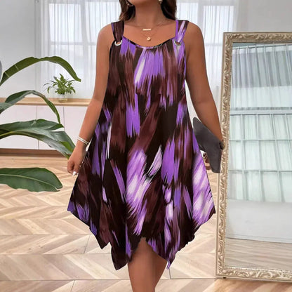 👗 50% RABATT! ☀️ Elegant sommarklänning utan ärmar – Gradient-print & mjukt luftigt tyg – Enkel att klä upp eller ner – perfekt för alla tillfällen från strand till fest 🕶️✨