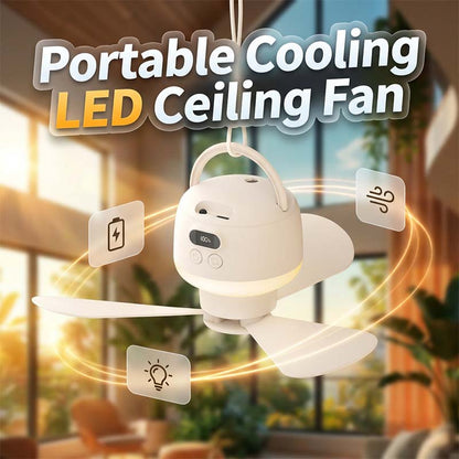 🔥🎁Nyhet 50 % RABATT🔥Bärbar USB-Takfläkt med LED-Belysning