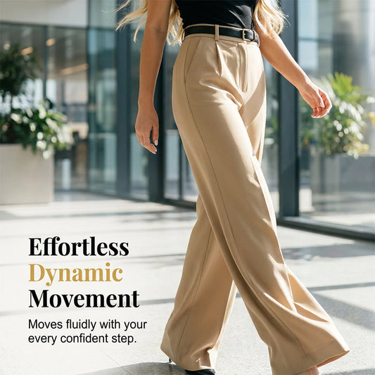 👖 BEGRÄNSAD TID – 50 % RABATT! ✨ Högmidjade draperade vida byxor – flytande tyg, smickrande siluett & förlänger benen visuellt 💃