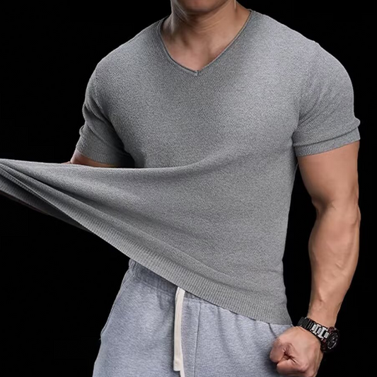 🔥🎁Nyhet 50 % RABATT🔥🦶 Andningsbar V-ringad Stickad T-shirt