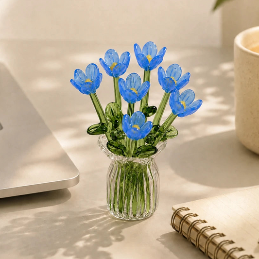 🌷 Set med glasvaser – livfulla färger, kompakt och utsökt; underhållsfritt, med en skönhet som varar för evigt!