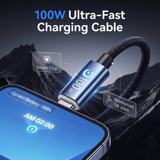 Köp 2 få 1 gratis🔥🔌⚡ Type-C till Type-C snabbladdningskabel – 100W, automatisk strömavstängning & förstärkt trippelstruktur 🔋✨