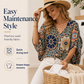 🔥Sista dagen – specialerbjudande: 50 % rabatt!!💝Damblus med V-ringning och bohemiskt mönster – sommarblus i lös passform