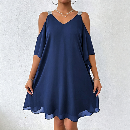 🔥🎁Nyhet 50 % RABATT🔥✨ Elegant V-ringad damklänning – vackert fall, feminin stil och perfekt för sommaren