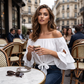 🎉 2026 Rea — Över 25 000 Sålda! 💞 Dam Casual Off-Shoulder Söt Rosett Fram Sommarblus – Luftig Sommarelegans 🌸
