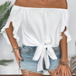 🎉 2026 Rea — Över 25 000 Sålda! 💞 Dam Casual Off-Shoulder Söt Rosett Fram Sommarblus – Luftig Sommarelegans 🌸
