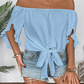 🎉 2026 Rea — Över 25 000 Sålda! 💞 Dam Casual Off-Shoulder Söt Rosett Fram Sommarblus – Luftig Sommarelegans 🌸