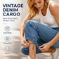 🔥🎁Nyhet 50 % RABATT🔥👖 Vintage-inspirerade capri-jeans i cargostil med dragsko i nederkanten – praktiska fickor och avslappnad stil för dagar i stan