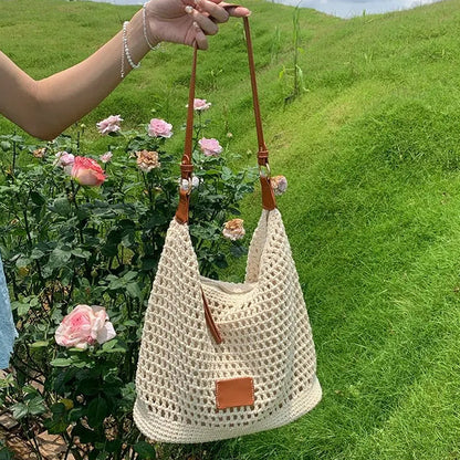 👜 50% RABATT NU! Rymlig sommarväska i vävd design – lätt, luftig & perfekt för stranden, marknader och brunch – din nya semesterfavorit ☀️🌊