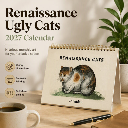 ⏳🔥50 % RABATT UNDER BEGRÄNSAD TID! ⏰Rolig väggkalender med fula katter för 2027😺📅
