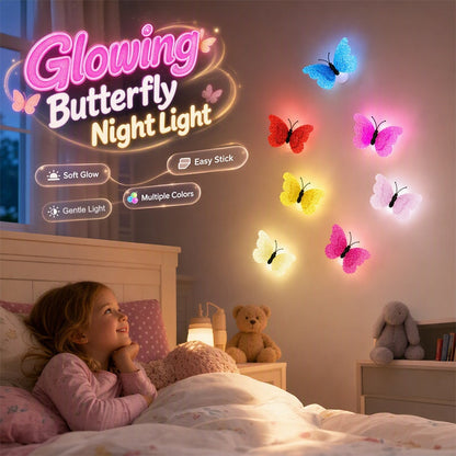 🔥🎁Nyhet 50 % RABATT🔥3D-självhäftande nattlampa i form av en självlysande fjäril