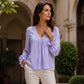 🔥🎁Nyhet 50 % RABATT🔥Elegant enfärgad blus med V-ringning för damer
