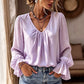 🔥🎁Nyhet 50 % RABATT🔥Elegant enfärgad blus med V-ringning för damer