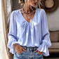 🔥🎁Nyhet 50 % RABATT🔥Elegant enfärgad blus med V-ringning för damer