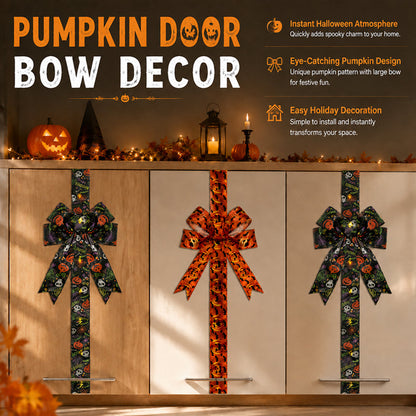 🎃✨ Halloween-erbjudande under en begränsad tid – LED-belyst Halloween-dekoration i form av en rosett till skåp | Lysande pumpa- och spökband för dörrar, skåp och heminredning 👻
