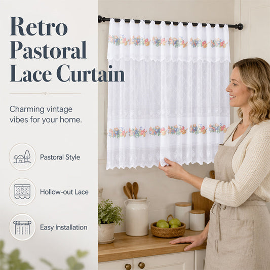 🔥🎁Nyhet 50 % RABATT🔥Retro Spetsgardin för Kök – Kort Modell