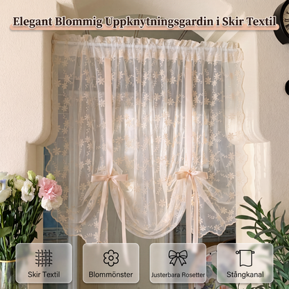 📢📢50 % RABATT !! ⏰Broderad blommig knytbar skir gardin