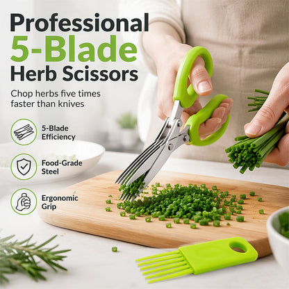 ✂️🎁Köp 1 få 1 gratis🔥! Hacka örter och grönsaker snabbare – flerskiktad kökssax i rostfritt stål med flera blad i ett klipp