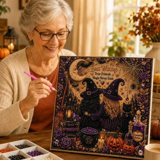 🔥🎁Nyhet 50 % RABATT🔥DIY-kit för pärlkonst med syntetiska pärlor och Halloweenmotiv