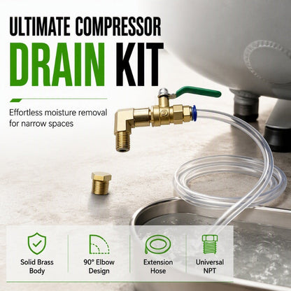 🔧Köp 2, få 1 gratis💦 Universellt dräneringsventilkit för luftkompressor, enkel installation och dränering🚰✨