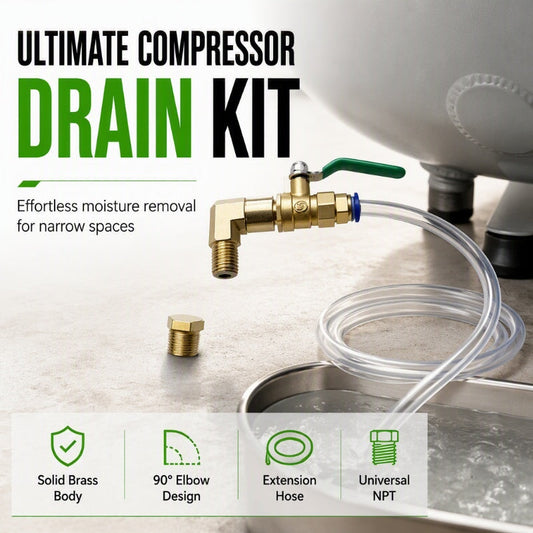 🔧Köp 2, få 1 gratis💦 Universellt dräneringsventilkit för luftkompressor, enkel installation och dränering🚰✨