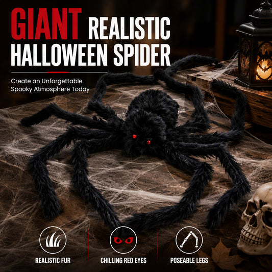 🎃 Köp 1, få 1 gratis | Jättestor spindeldekoration för Halloween 🕷️👻 – Extra stor Halloween-dekoration för trädgård, tomt och hem ✨