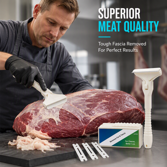 🥩🎁Köp 1 få 1 gratis🔥! 🔪 Köttskrapa i Rostfritt Stål – Effektiv Trimning av Fett & Seg Vävnad på Nötkött och Fläsk ✨