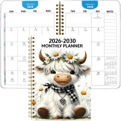🔥🎁Köp 2, få 1 gratis🔥Månadsplanerare 2026–2030 – Söt höglandsko