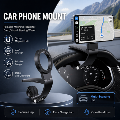 🔥🎁Nyhet 50 % RABATT🔥Hopfällbart magnetiskt mobilfäste för bilen
