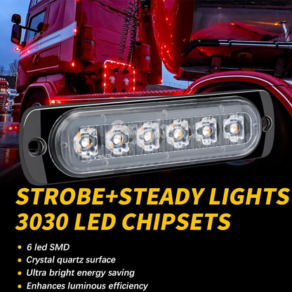 🚛 Köp 1, få 1 gratis ✨ Vattentäta LED-lampor för lastbilar och motorcyklar (med fast sken och stroboskopläge) – utrustade med 6 ljuslägen och en stöttålig konstruktion för att avsevärt förbättra trafiksäkerheten 🔦🌧️