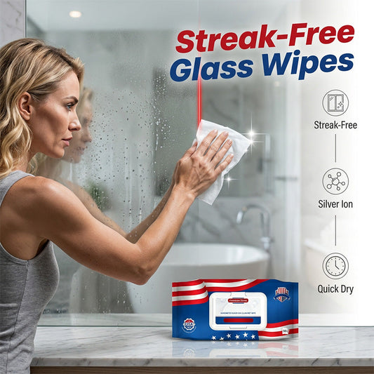 ✨ 50% RABATT NU! 🏠 Streak-Free Glass & Tile Wipes – ränderfri glans, silverjonteknologi & 80 servetter – perfekt för speglar, fönster och kakel