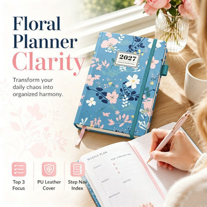 🔥🎁Nyhet 50 % RABATT🔥Elegant Blommig 2027 Årlig Veckoplaneringsboken