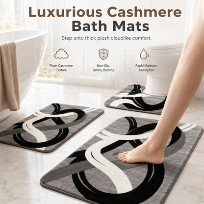 🛁 50 % RABATT! ✨ Badrumsmatta i nordisk stil av imiterad kashmir – ultramjuk mikrofiber med hög densitet, snabbtorkande och förstärkta kanter – lyxig komfort för ditt badrum 🚿