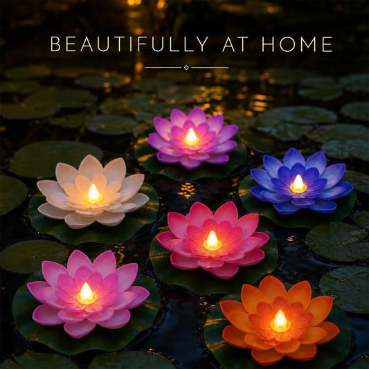 🔥🎁Nyhet 50 % RABATT🔥Vattentäta, flytande lotuslampor med LED-belysning