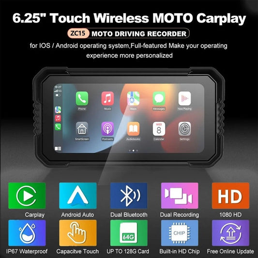 🔥🎁Nyhet 50 % RABATT🔥Trådlös CarPlay-skärm för motorcyklar