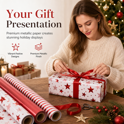 🎄🔥🎁Köp 2 få 1 gratis🔥! Juligt Presentpapper – Gör Varje Julklapp Extra Fin & Festlig ✨❤️