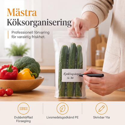 🍎🎁Köp 2 få 1 gratis🔥 🥕 Återanvändbara förtjockade matförvaringspåsar – läckagesäkra & bevarar färskheten ✨