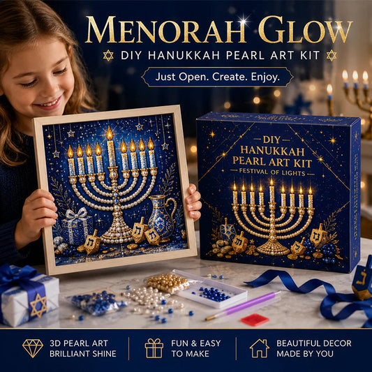 🔥🎁Nyhet 50 % RABATT🔥Gör-det-själv-kit för hanukkah-pärlkonst med träram
