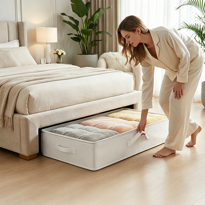 🛏️ 50 % RABATT NU! 📦 Hopfällbar förvaringsväska under sängen – dragkedjelock, transparent topp & rymlig ✨
