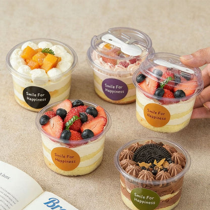 🍨🔥🎁 NYHET – 50 % RABATT ✨ Set med bärbara dessertkoppar – genomskinliga koppar med lock och inbyggda skedar