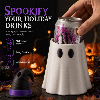 🔥🎁Nyhet 50 % RABATT🔥🎃🧙‍♀️ 3D-printad Halloweenburkhållare med Häxhatt