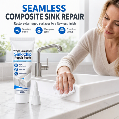 🛠️Köp 2  få 1 gratis🔥! Vit reparationspasta för kompositvaskar – sömlös lagning av hörn och sprickor – perfekt för kök och badrum ✨