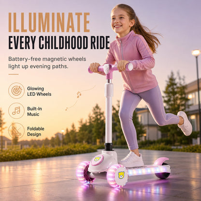 🔥🎁Nyhet 50 % RABATT🔥Hopfällbar sparkcykel för småbarn med ljus och musik