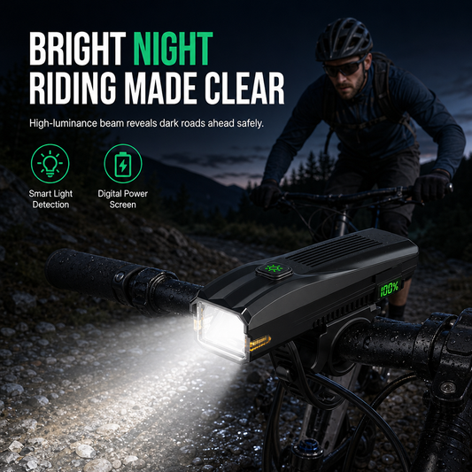 🚴🎁KÖP 2, FÅ 1 GRATIS ✨– Montera utan verktyg och få starkare sikt, mindre bländning och bättre väderskydd på kvällsturen – Smart cykellampa med snabbfäste