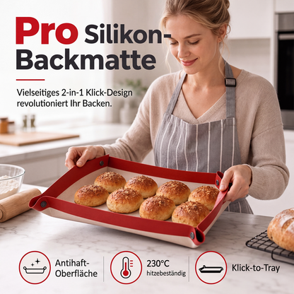 🔥🎁Nyhet 50 % RABATT🔥🍪 FRÅN BAKMATTA TILL BRICKA PÅ SEKUNDER – Knåda, baka och fånga upp fett och smulor med samma smarta silikonmatta – 2-i-1 bakmatta med tryckknappar