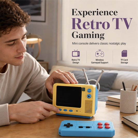 🔥🎁Nyhet 50 % RABATT🔥🎮Klassisk retro-handhållen spelkonsol i miniformat i bokhyllestil, modell GV300S – ny version med TF-kort – nostalgisk trådlös spelkonsol