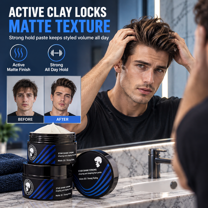🎁Köp 2 få 1 gratis🔥💈 Volymgivande hårlera för män – starkt håll och naturligt matt resultat